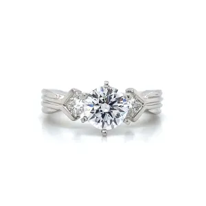 Three Stone Princess Shaped Engagement Ring in Platinum