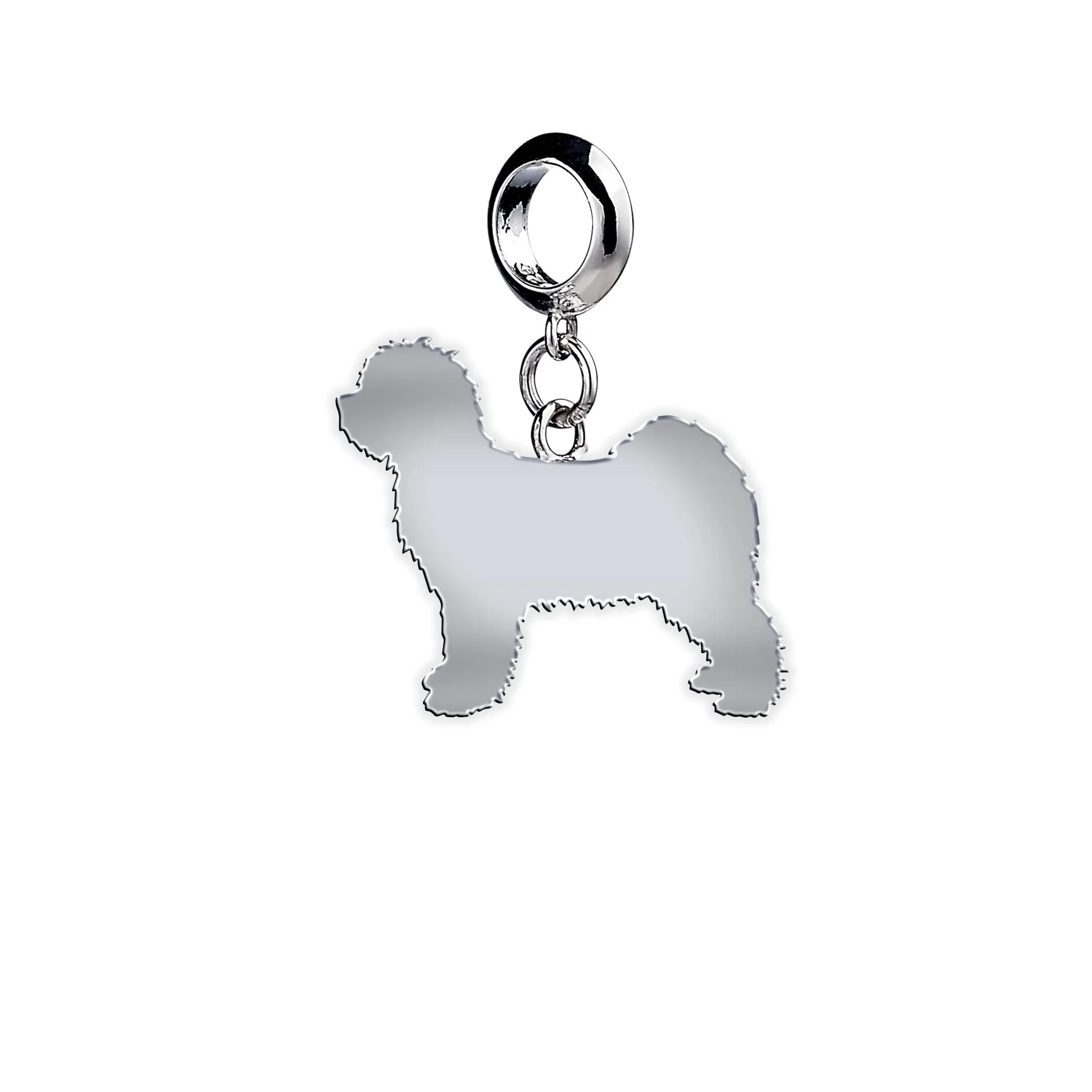 Tibetan Terrier Silhouette Silver Charm