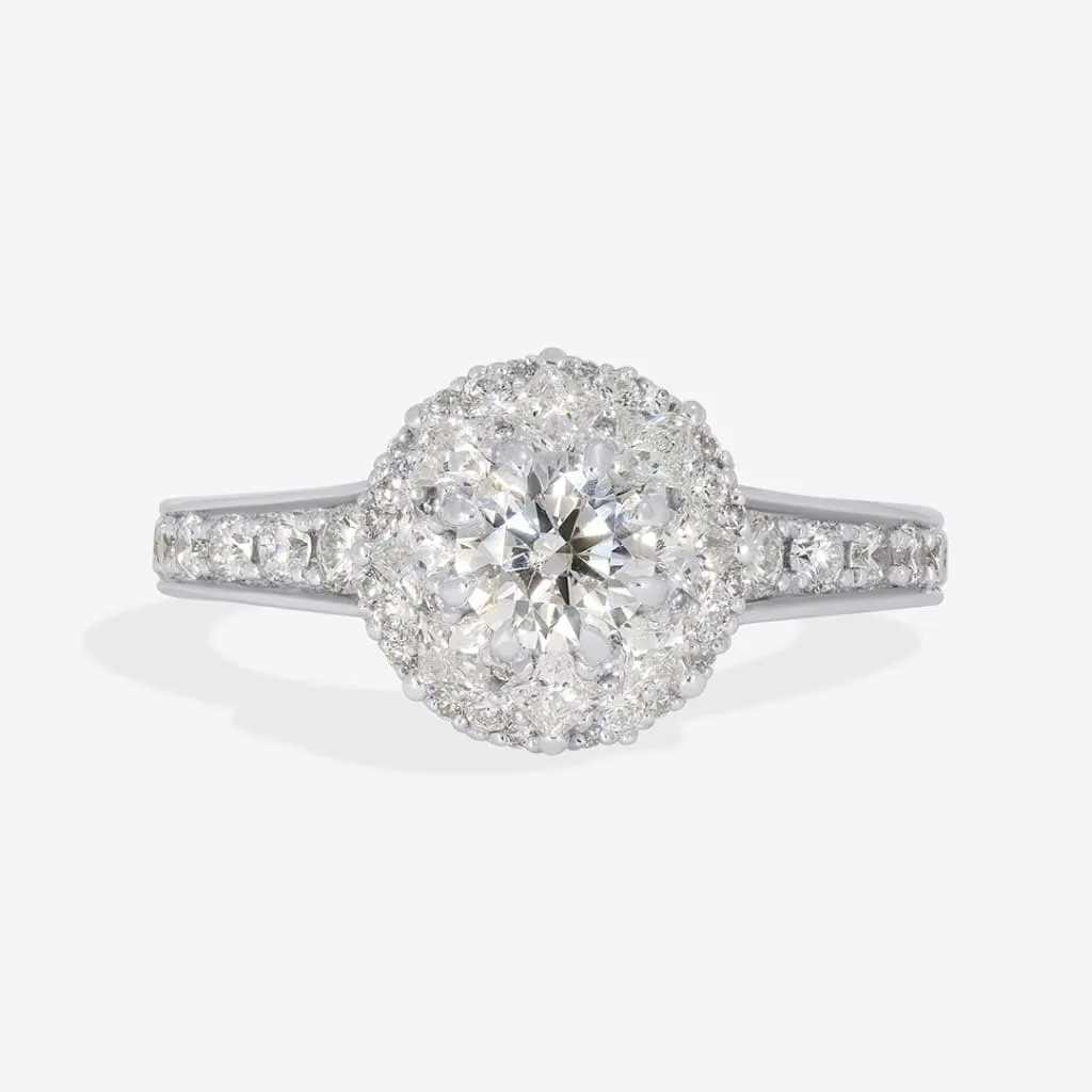 TIFA | Round Halo Diamond Set in Platinum 1.55ct