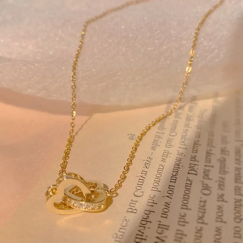 Trendy Fine Heart Shaped Opal Chain Pendant Necklace