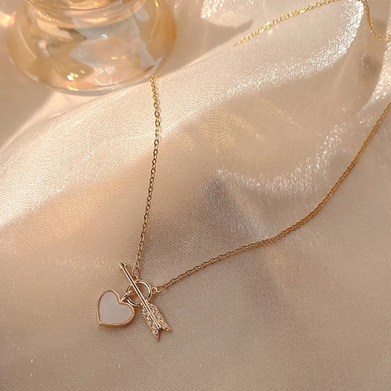 Trendy Fine Heart Shaped Opal Chain Pendant Necklace