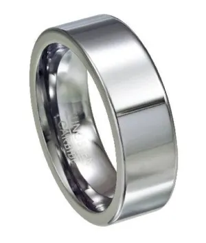 Tungsten Wedding Band with Flat Profile and Polished Finish | 8mm