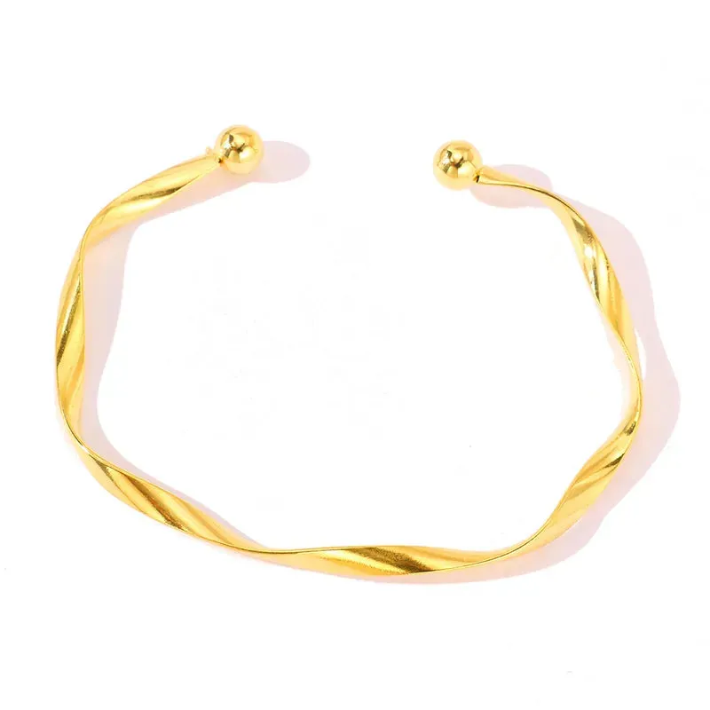 Twisted Gold Open Bangle