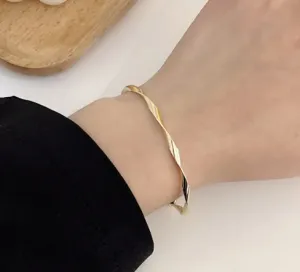 Twisted Gold Open Bangle