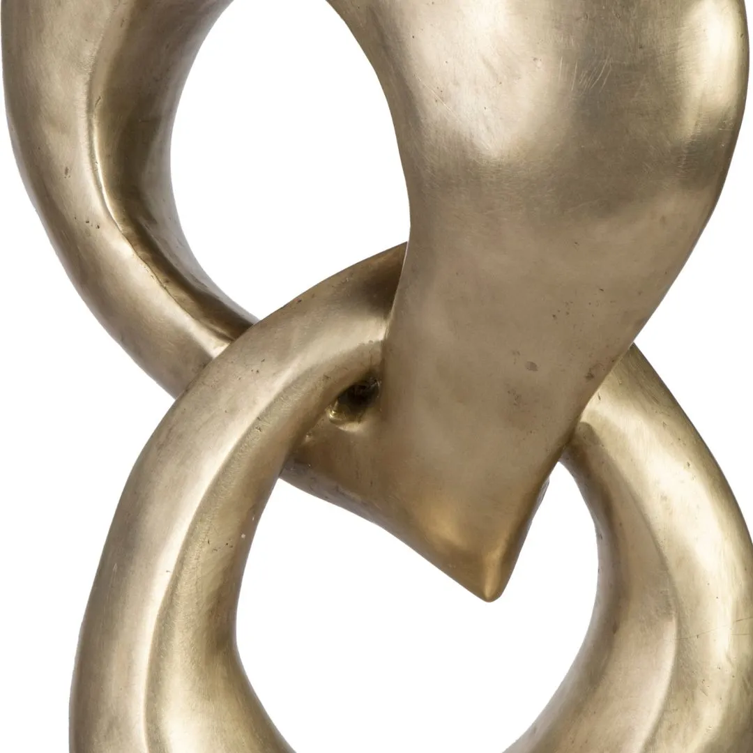 “Two Rings” Contemporary Italian Gold Patinated Bronze Abstract Sculpture