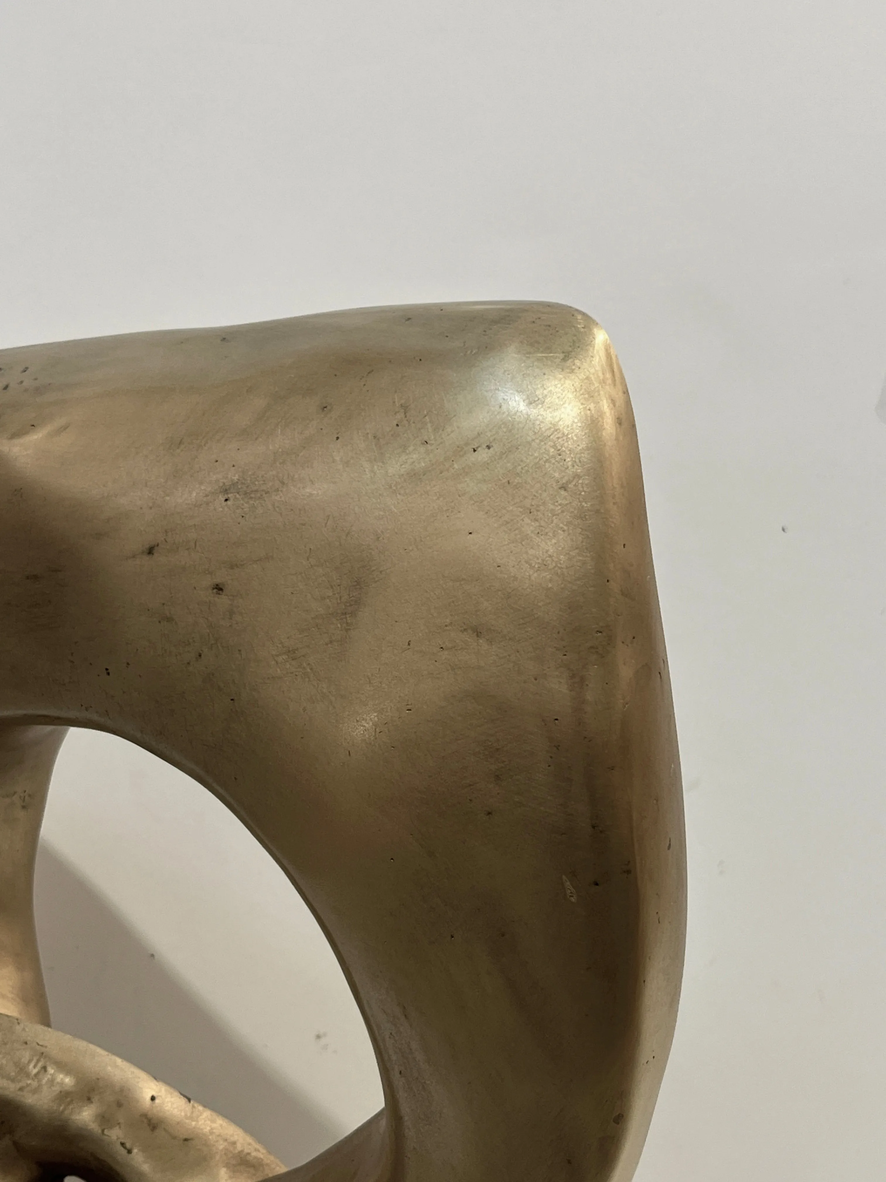 “Two Rings” Contemporary Italian Gold Patinated Bronze Abstract Sculpture