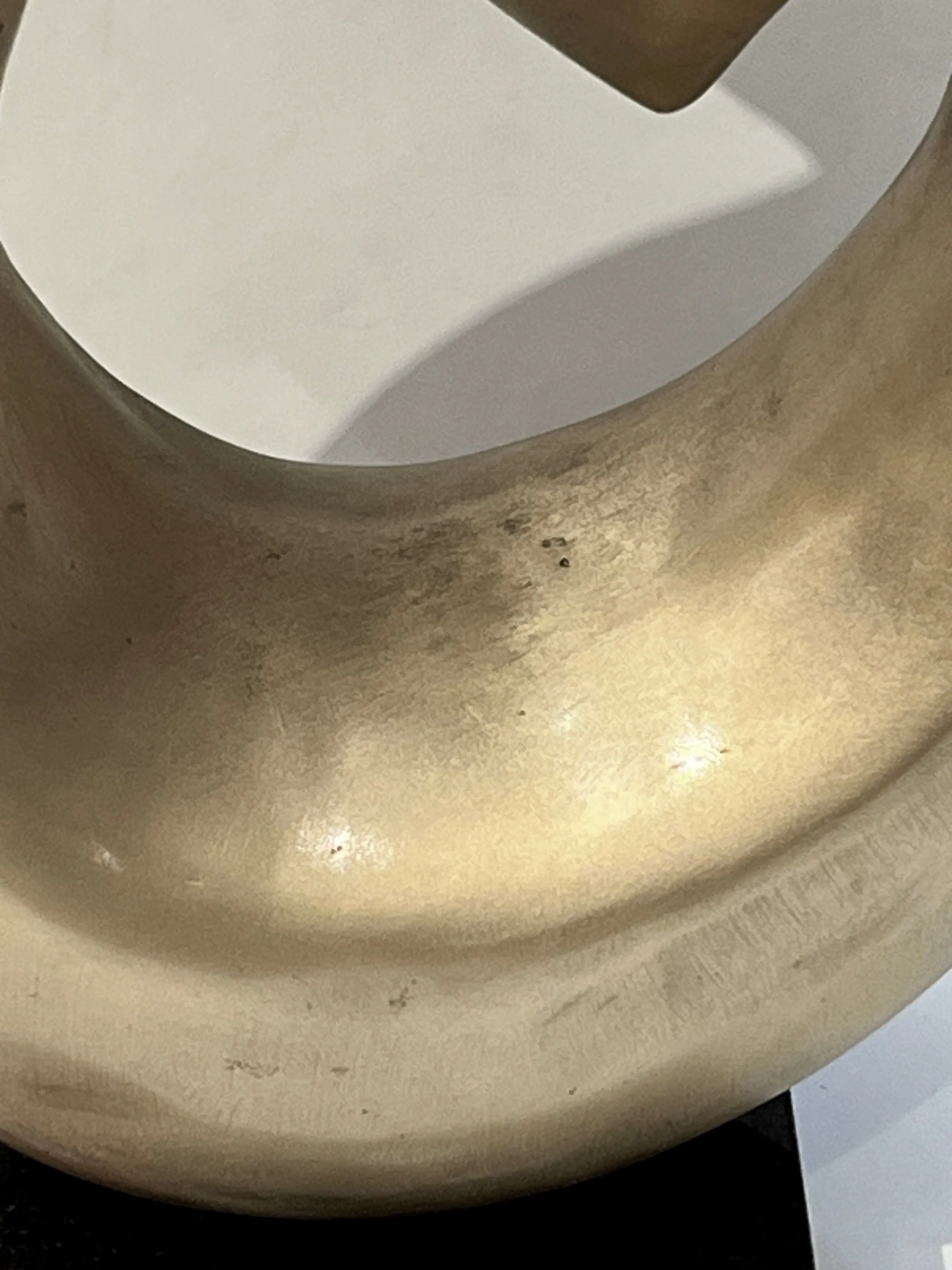 “Two Rings” Contemporary Italian Gold Patinated Bronze Abstract Sculpture
