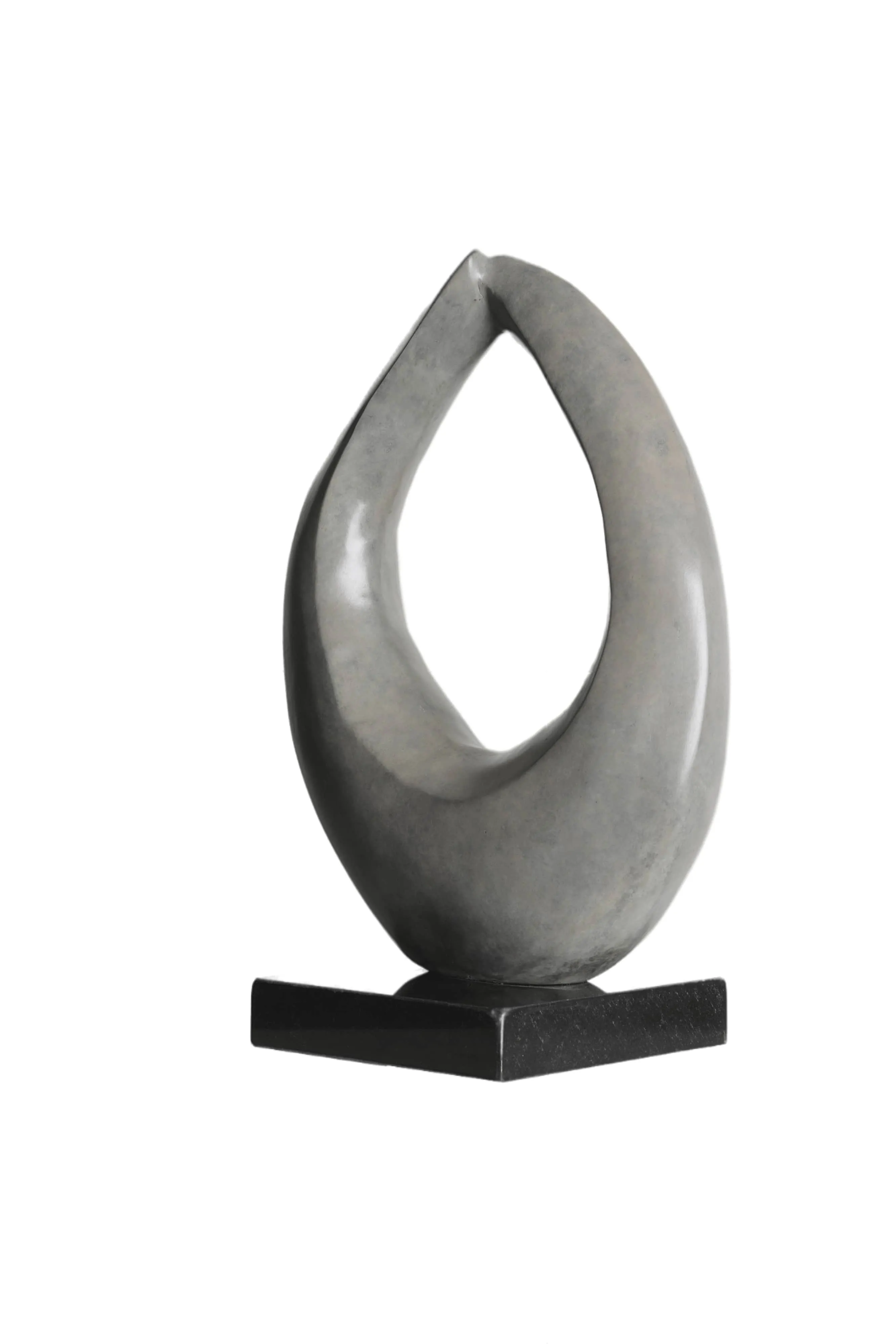 “Two Rings” Contemporary Italian Gold Patinated Bronze Abstract Sculpture