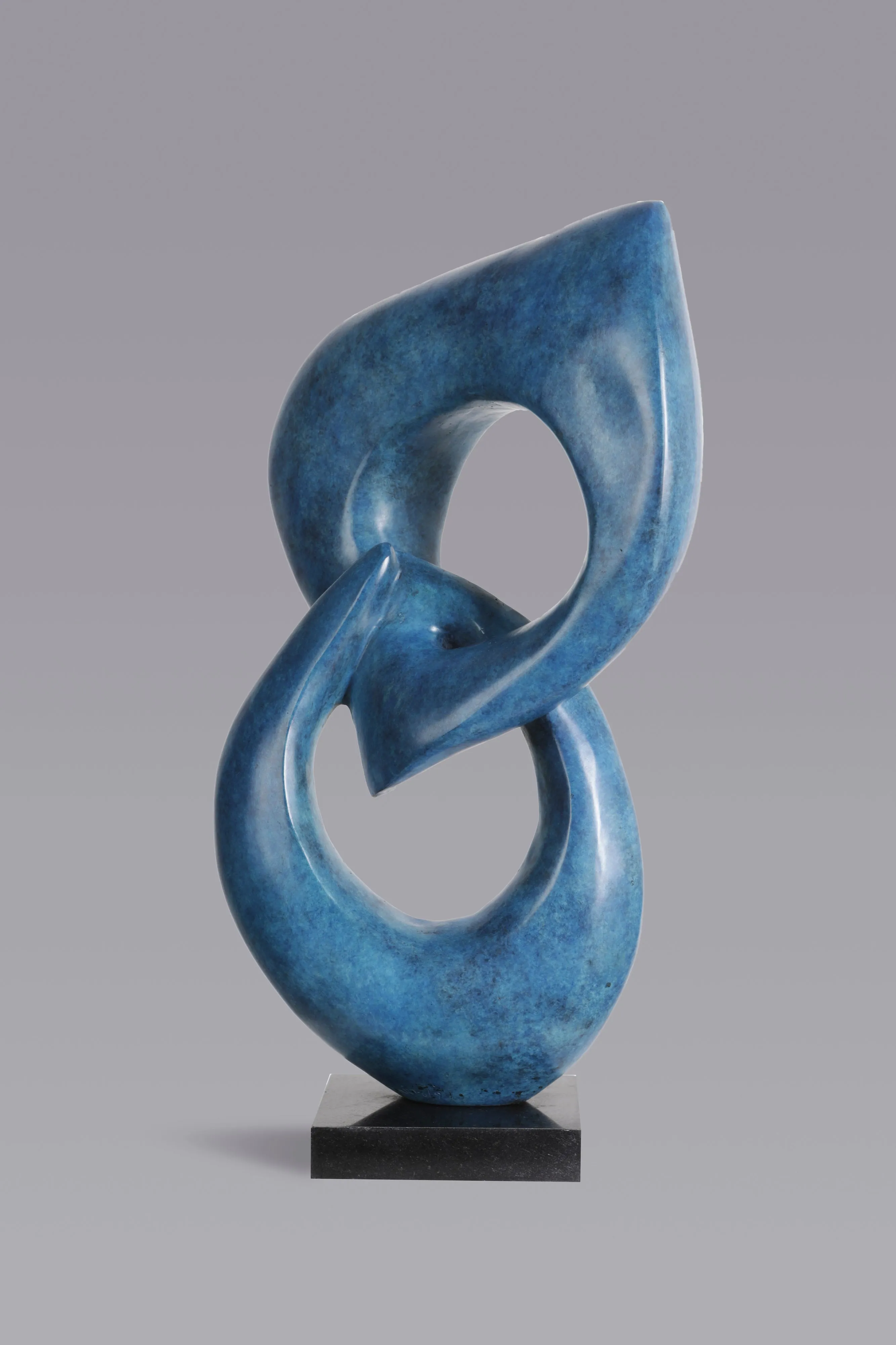 “Two Rings” Contemporary Italian Gold Patinated Bronze Abstract Sculpture