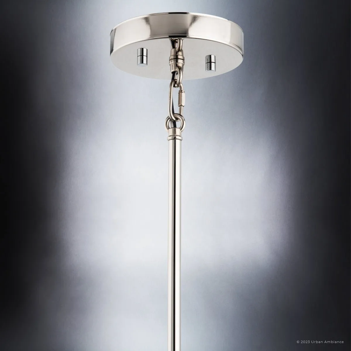 ULB2193 Transitional Pendant, 8''H x 20''W, Polished Nickel and Gray Finish, Westport Collection