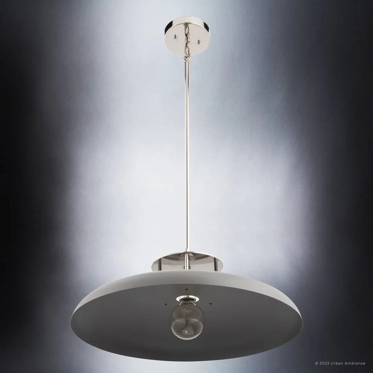 ULB2193 Transitional Pendant, 8''H x 20''W, Polished Nickel and Gray Finish, Westport Collection