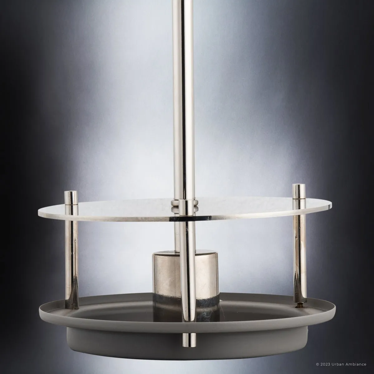 ULB2193 Transitional Pendant, 8''H x 20''W, Polished Nickel and Gray Finish, Westport Collection