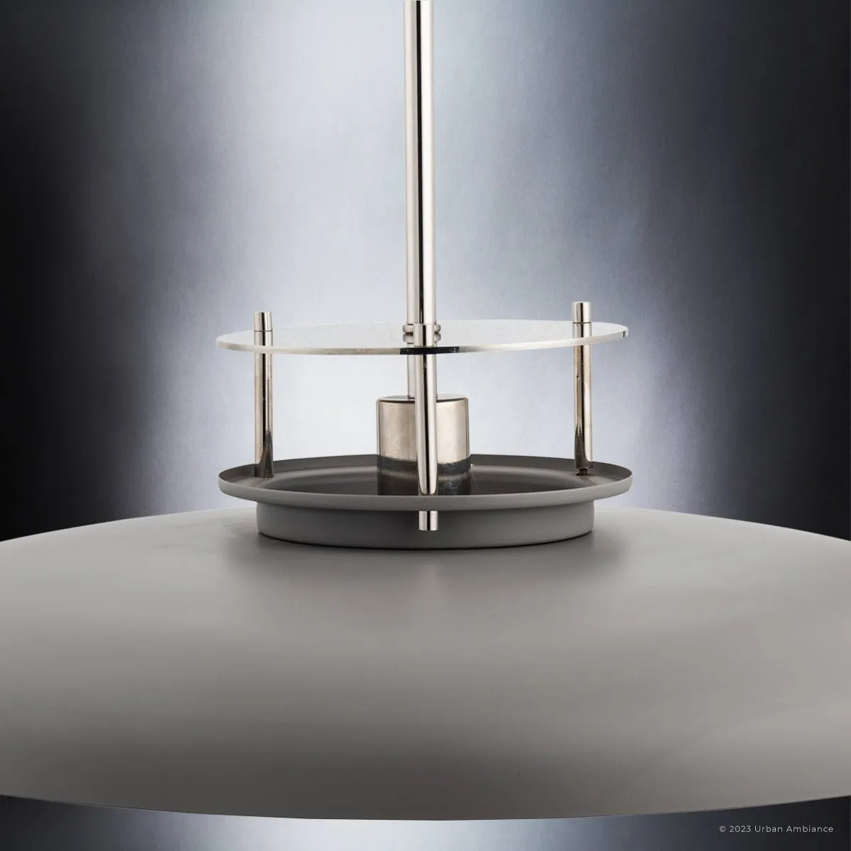ULB2193 Transitional Pendant, 8''H x 20''W, Polished Nickel and Gray Finish, Westport Collection