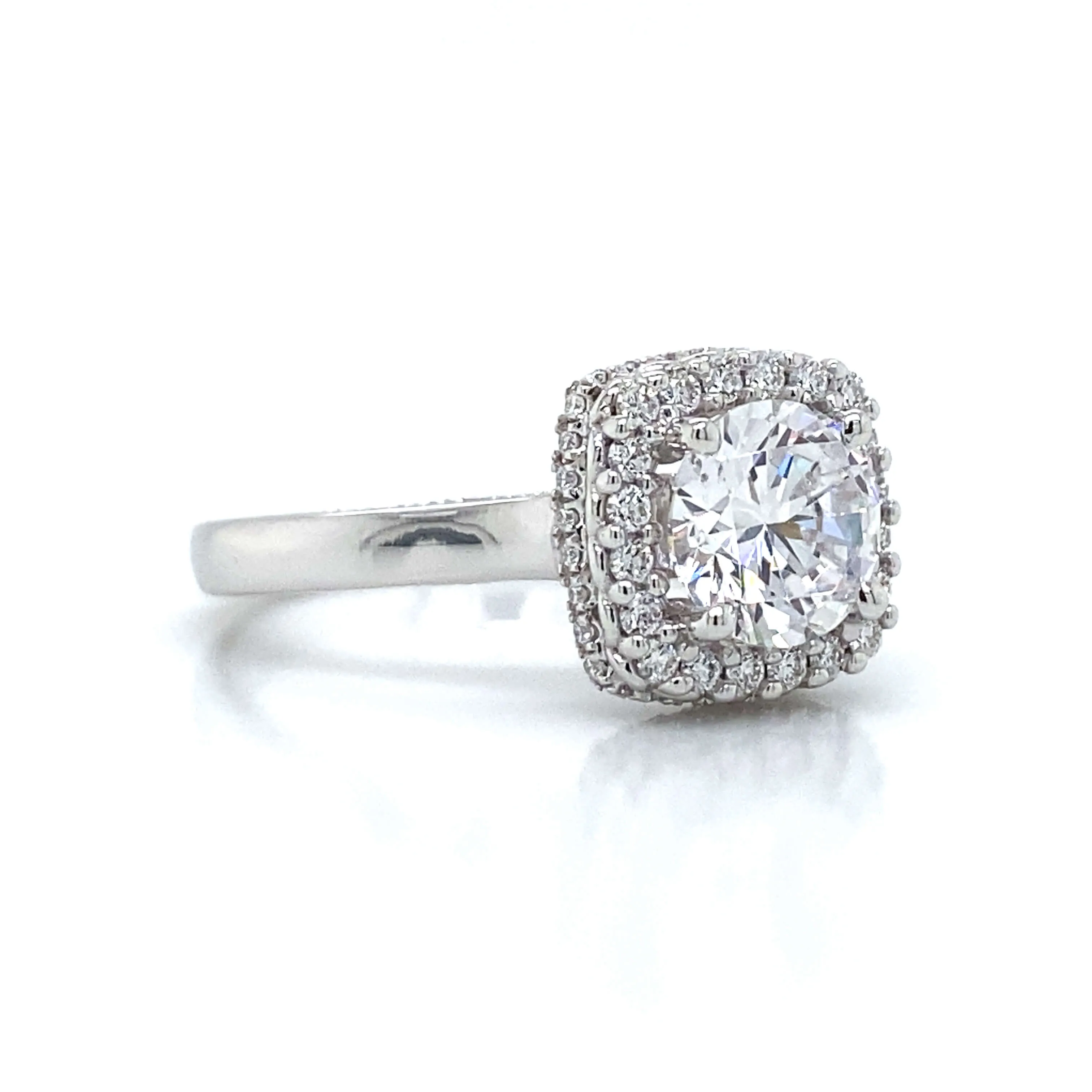 Verragio Outer Halo & Hidden Halo Milgrain Engagement Ring in 14K White Gold