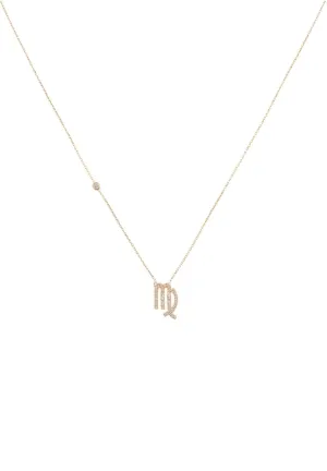 Virgo Zodiac Necklace Dipped in Rose Gold and White Zircon