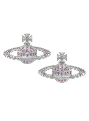 Vivienne Westwood Iris Crystal Mini Bas Relief Earrings Platinum Plated