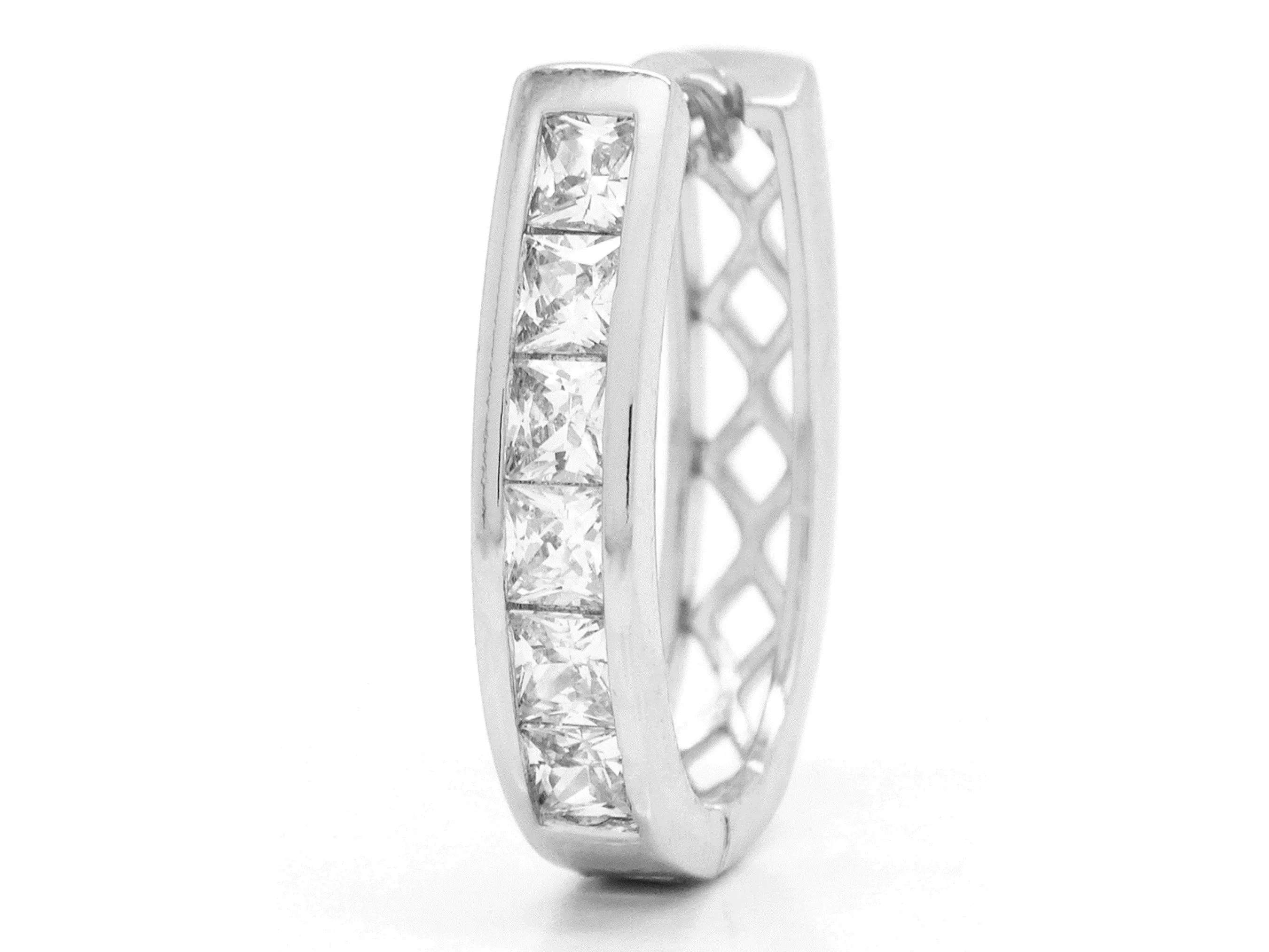 White Gold White Princess Gem Hoop Earrings
