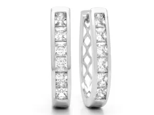 White Gold White Princess Gem Hoop Earrings