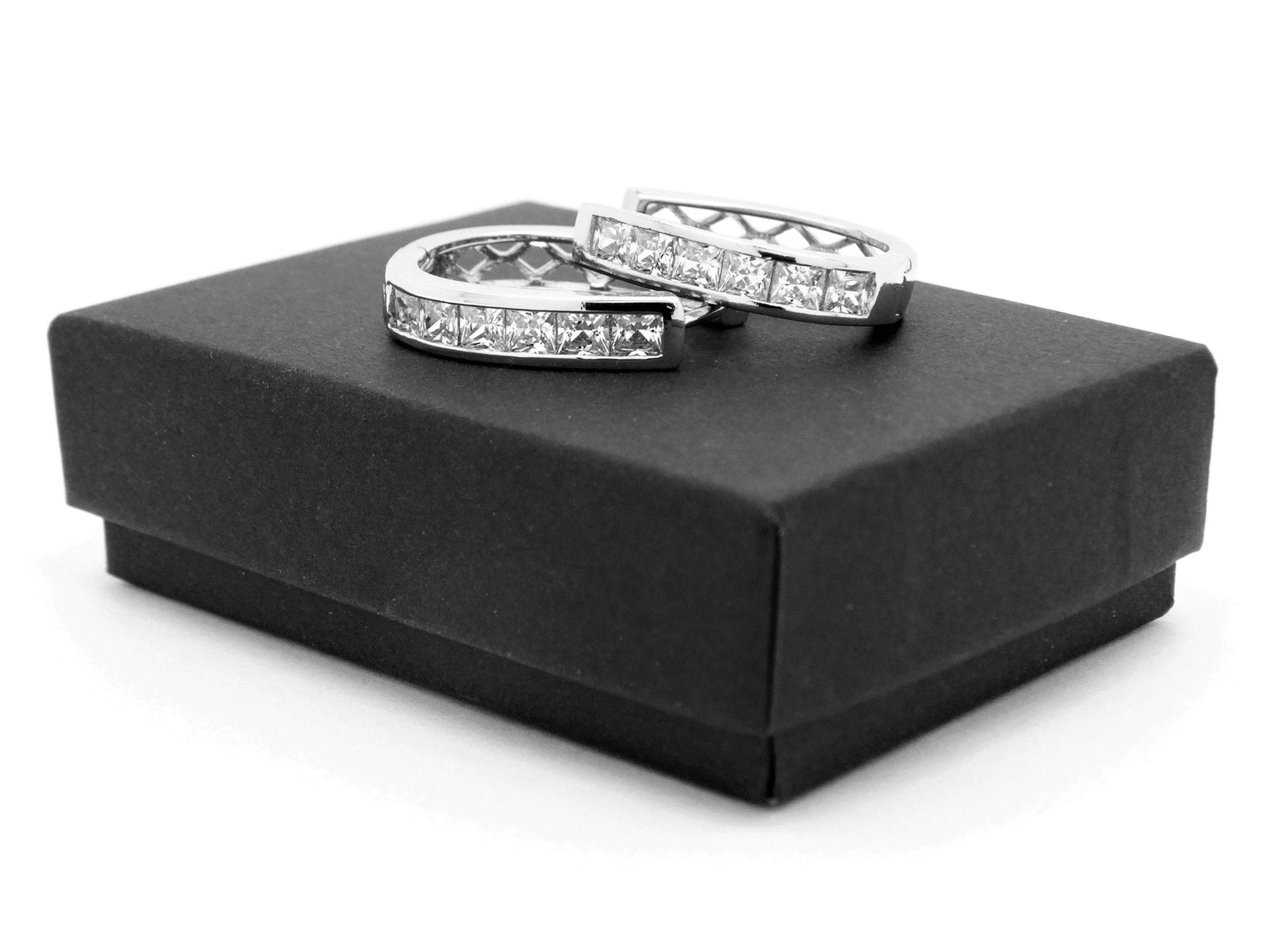 White Gold White Princess Gem Hoop Earrings