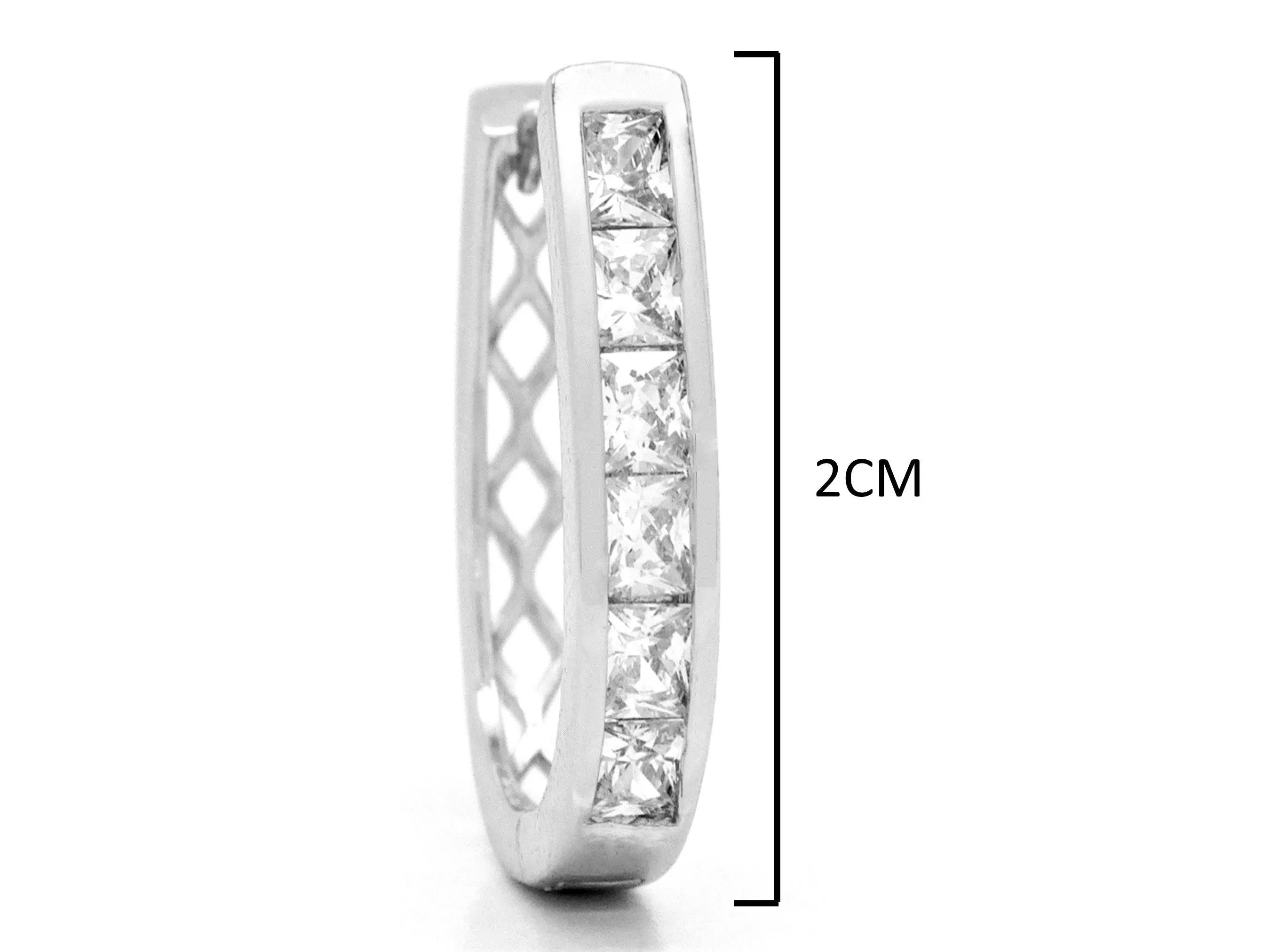 White Gold White Princess Gem Hoop Earrings