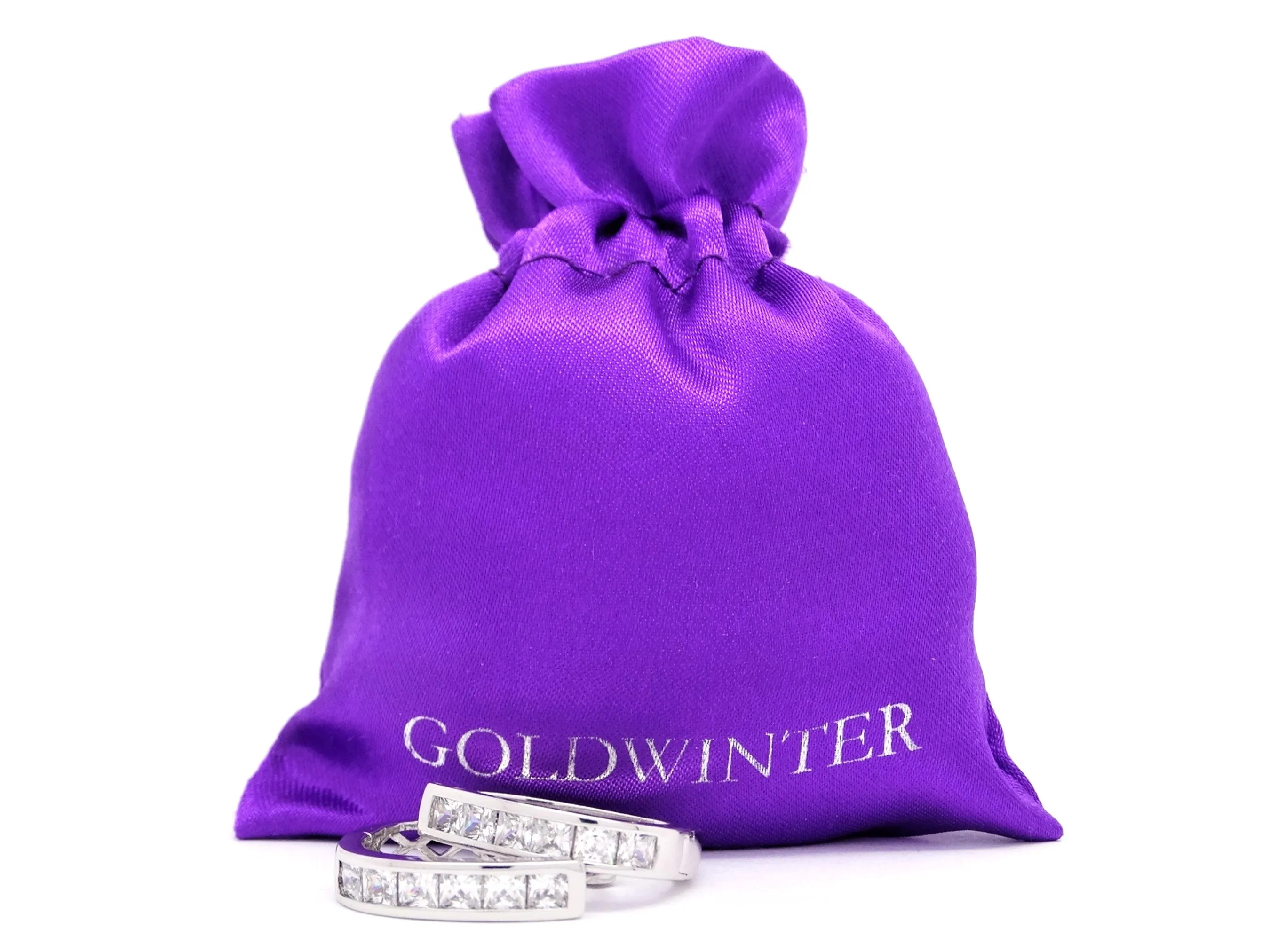 White Gold White Princess Gem Hoop Earrings