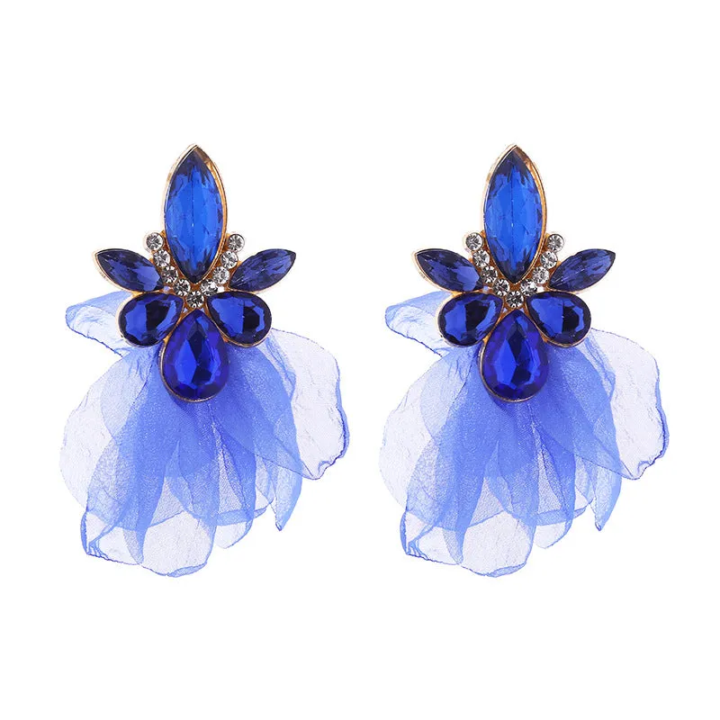 Wholesale Super Sparkling Diamond Flower Earrings