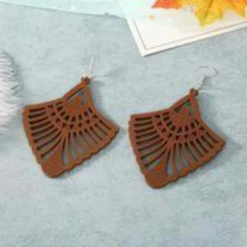 Womens Large Wood 3.5" Lightweight Earrings