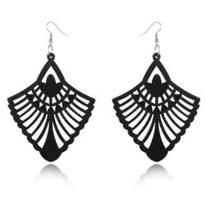 Womens Large Wood 3.5" Lightweight Earrings