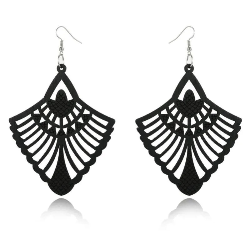 Womens Large Wood 3.5" Lightweight Earrings