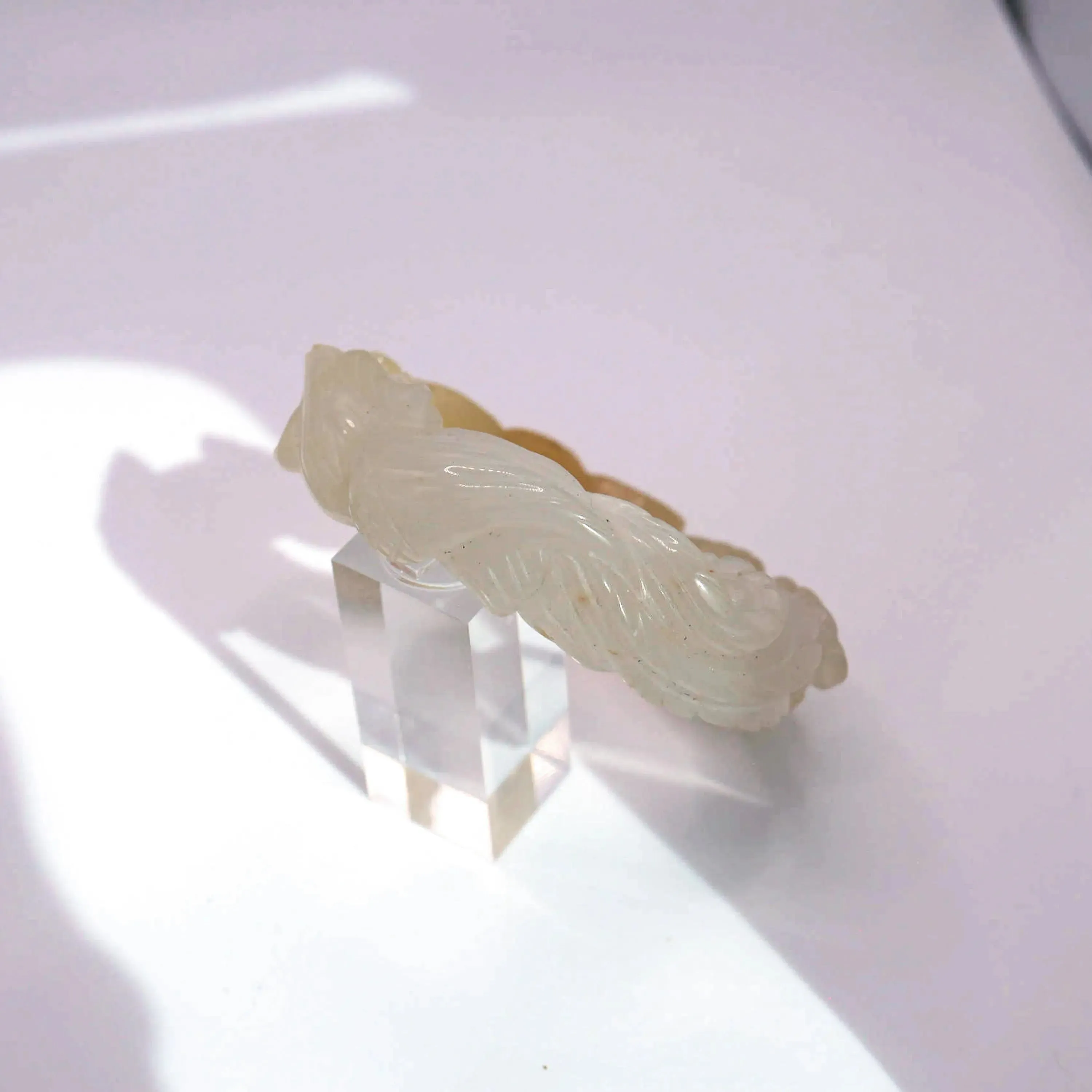 Yellow Jade Bangle – Carved Peony and Plum Blossom in Mongolian Stone