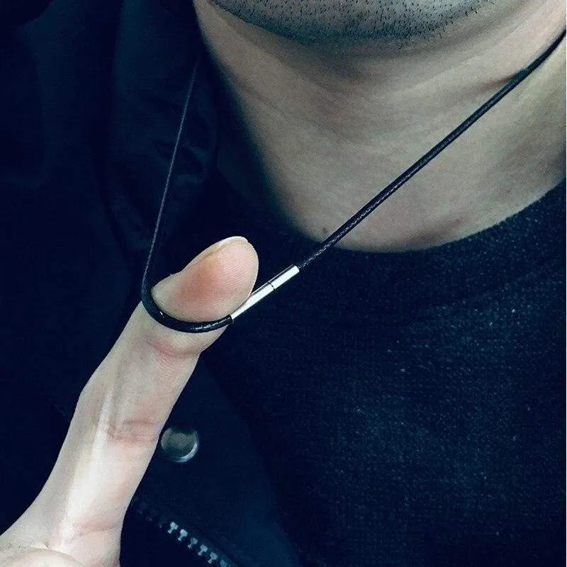 ZABRA Extra Gift Leather Cord 316 Stainless Steel Necklace Screw Lock Fashion Men's Choker Rope Necklace 2mm/3mm 50cm